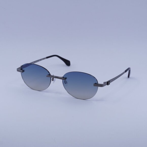 Palm Angels PERI10H CRYSTAL 1007 Sunglasses Gunmetal Oval Frame, Blue Lenses - Picture 5 of 10